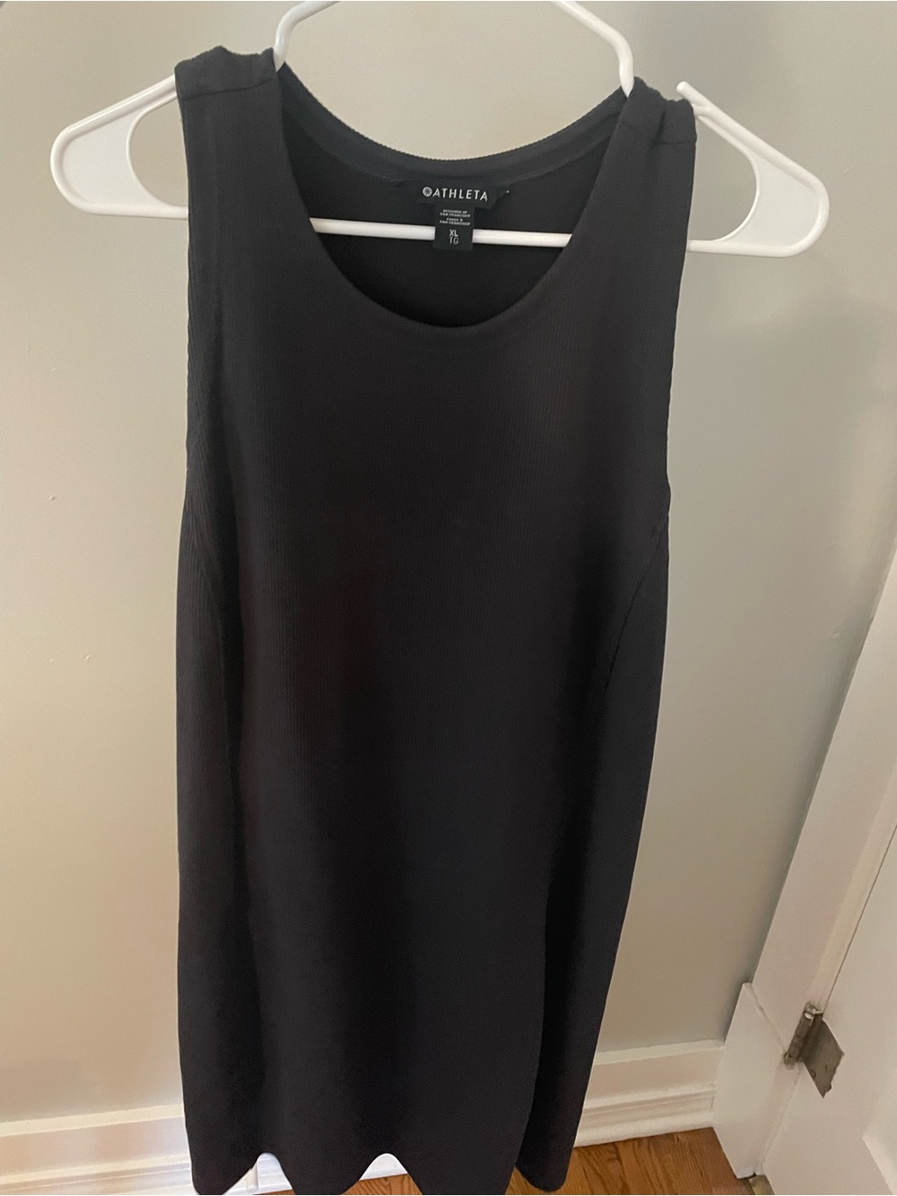 Athleta Black Ribbed Scoop-Neck Tank Dress